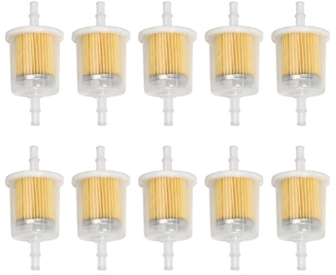 Tek Automotive Large Inline Fuel Filter 10 Pack - Universal for 6mm & 8mm Fuel Lines, Suitable for Cars, Quad Bike, Motorcycle, Lawnmowers, Generators, Forklifts & More