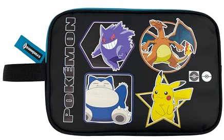 CyP Brands - Pokémon-väska, resväska, toalettväska, unisex, svart färg, skoställ, geo, officiell produkt, svart, Estandar