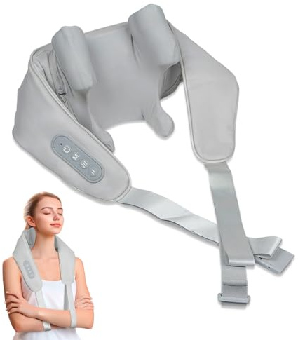 BEM Multi Relax Nackenmassagegerät elektrisch mit Wärmefunktion für Nacken, Schulter, Shiatsu Massagegerät Rücken, 8D-Effekt, 3 Modi, ergonomisches Design zur Entspannung und Schmerzlinderung