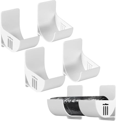 FENQURO Supporto Fogli Alluminio Porta Muro, Autoadesivo Organizzatore Portarotolo con 2 Coppie per Armadio Dispensa Parete Appendere Carta Stagnola Cerata Portautensili, Bianco