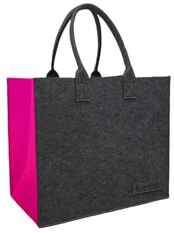 Berelin Borsa shopper in feltro, grande borsa tote da donna, borsa a tracolla pieghevole per lo shopping e le necessità quotidiane, pratica borsa spaziosa in feltro per tutte le occasioni, Rosa, Large