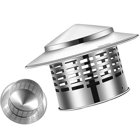 Pipe Rain Cove 1.6 In/2 In/2.5 In/3 In Roof Vent Cap，Chimney Flue Cover For Outside, All Weather Cone Top Chimney Cap With Screen, 304 Stainless Steel Chimney Cowl(63mm/2.5in)