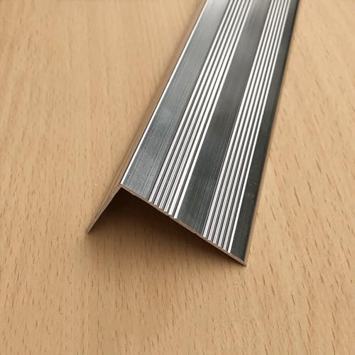 Stair Edge Protectors for Wood Stairs, Step Guard Molding Strips for Vinyl Flooring Laminate Board, L Shape Non-Slip Staircase Lip Cover Metal Waterproof,B-5x3 cm - L 90cm/35.4in