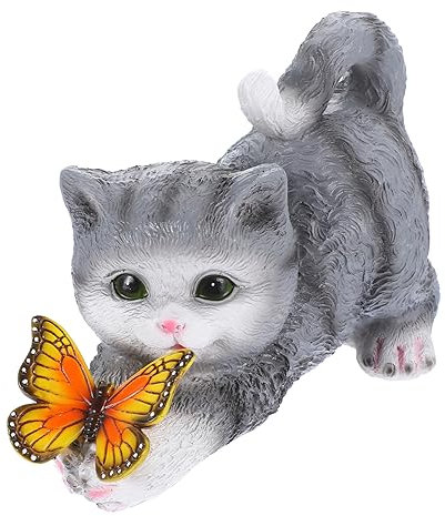 ibasenice Statue de Chat Solaire en Résine, Ornement Décoratif Simulé pour Jardin et Terrasse, Décoration Pratique au Style Réaliste