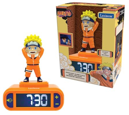 Lexibook, Naruto, Nachtlicht-Wecker, RL800NA | Klänge und Melodien, LCD-Display mit Hintergrundbeleuchtung, Leuchtend, Schlummerfunktion