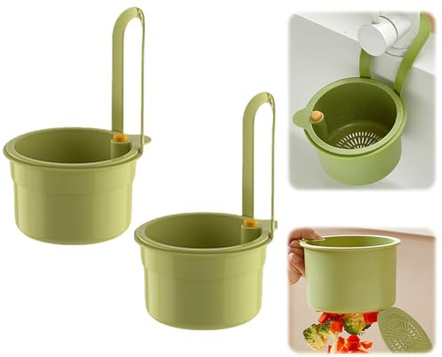 Sieb für Spülbecken Hängend, Einstellbare Spülbecken Sieb zum Aufhängen, Multifunktionaler Abtropfkorb Waschbecken, Abtropfsieb Spülbecken Filterkorb zum Waschen für Küchenspülen (Grün)