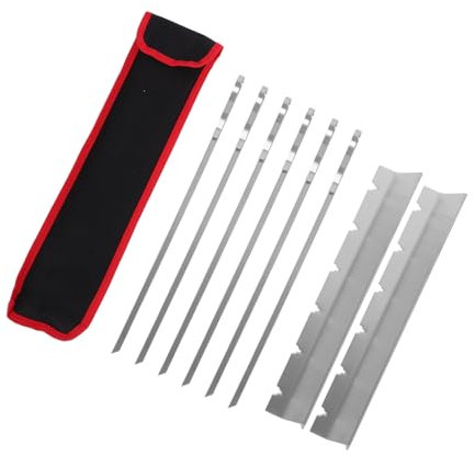 Kisangel 1 Juego Juego De Pegatinas De Barbacoa De Carne Herramienta Brocheta De Barbacoa Reutilizable Herramientas De Barbacoa Brochetas De Metal Para Kebab Plata Paño