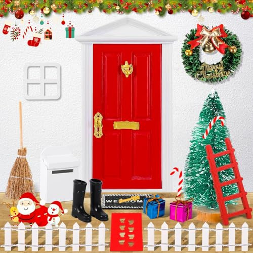 ZPQAODI Set de 36 piezas porta gnomo, porta elfo Navidad accesorios para puerta gnomo Navidad en miniatura casa de muñecas porta elfo Navidad kit ideal para Navidad, DIY Navidad decoración