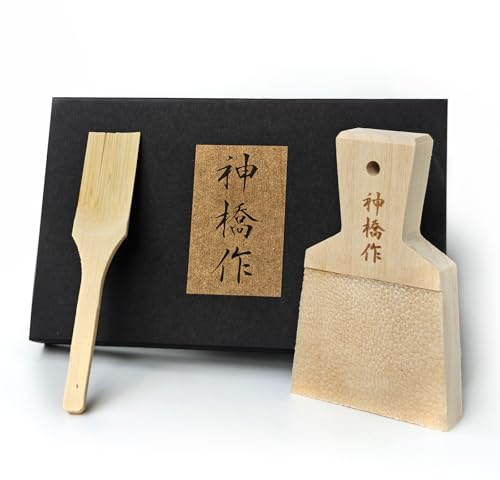 PAWFECTJEE Authentisches japanisches Reibe-Set – inklusive Bambusbürste zum Reiben von Ingwer und Wasabi (groß)