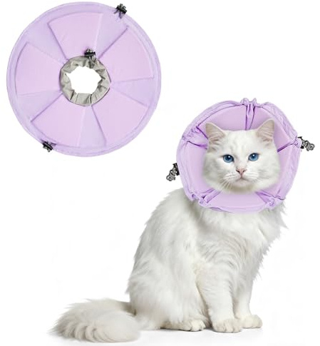 Supet Weiche Halskrause Katze-Verstellbare Elisabethanhalskrause für postoperative Erholung: Verhindert Lutschen bei Welpen, Kätzchen und Erwachsenen Katzen (Lila Blume, S)