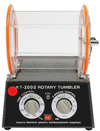 Tambour de polissage pour bijoux 150 W, polisseuse de surface rotative, 5 vitesses de rotation réglable, moulin à billes avec minuterie, polisseuse pour or, argent, etc