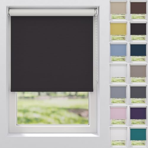 Verdunklungsrollo Seitenzugrollo Innenrollo Fenster Tür | Breite 220 cm, Höhe bis 190 cm, Farbe Anthrazit | Blickdicht Lichtundurchlässig Verdunkelnd | Sonnenschutz Sichtschutz Hitzeschutz