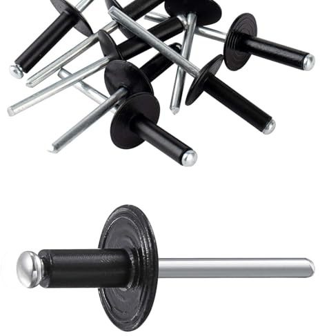 80 Pcs Large Flange Rivets Kit, M4.8 x 13mm Black Pop Rivets Aluminum Blind Rivet Assortment, Rivets for Metal, Plastic Wood Sheet Mounting, DIY (M4.8 x 13)