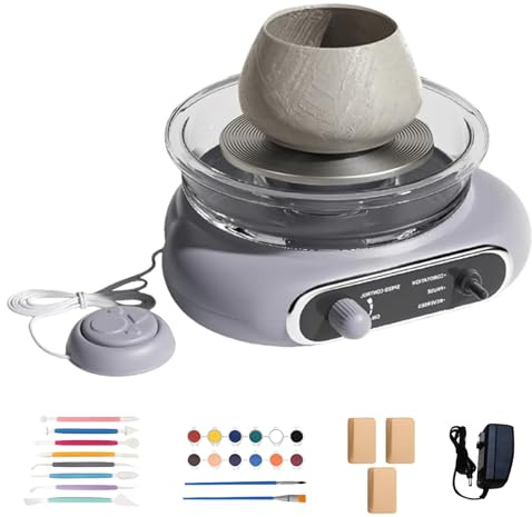 Elektrische Töpferscheibe, Mini-tonmaschinen-Set, Variable Geschwindigkeitsregelung Und Fußpedal-Design, Abnehmbare Und Leicht Zu Reinigende Struktur (Grey)