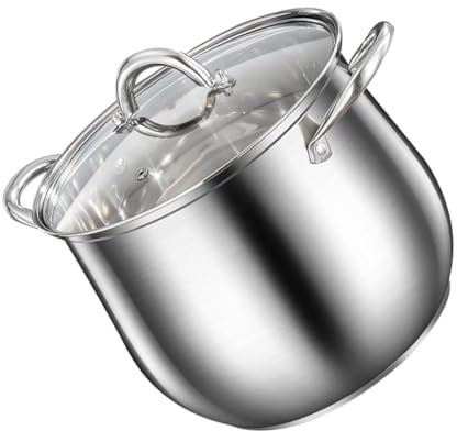 FIXOSHEE Olla de Acero Inoxidable con Tapa de Olla Grande para Cocina con Base Gruesa Diseño de Doble Asa para Sopas y Guisos Alta Capacidad para Uso Doméstico