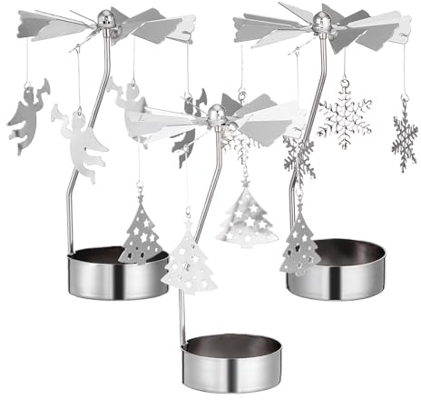 SOLUSTRE Rotierender Kerzenhalter: Rotierender Kerzenhalter für Weihnachten, Karussell, Rentier, Weihnachtsbaum, Schneeflocke, Teelicht- für Weihnachtshochzeitsfeier, Heimtischdekoration