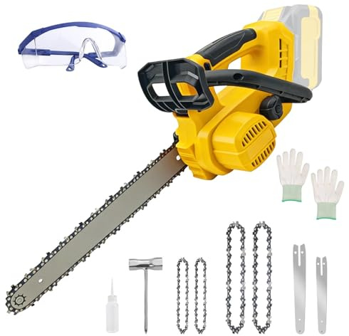 Motosega senza fili per Dewalt batteria da 20 V, motosega elettrica 2 in 1 da 30,5 cm e 2 catene da 25,4 cm senza fili, mini motosega portatile da 1100 W per taglio del legno (senza batteria)