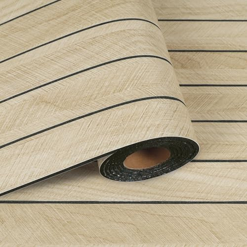 VaryPaper Light Brown Herringbone Wooden Slats Wall Panel 42.8cmx200cm Removable Acoustic Foam Wall Panelling Peel and Stick 3D Wood Panel Wallpaper for Living Room Hallway Bathroom Waterproof