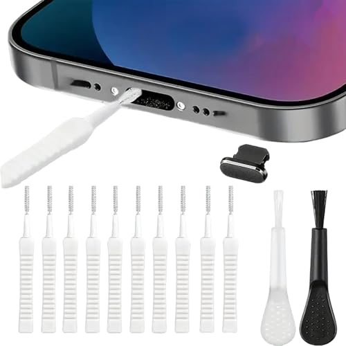 RhiVrillion Kit Limpieza Móvil 13 Piezas - con Limpiador Puerto USB C, Cepillos y Tapones Antipolvo