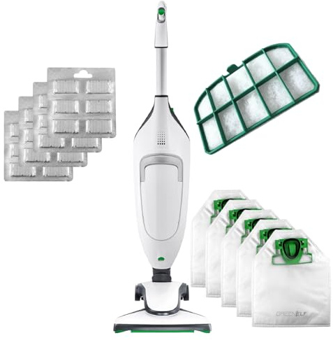 GREENELF Scopa Elettrica Folletto VK220s Nuova, Potente - Completa di 2 Anni di Accessori Compatibili inclusi | Iconico Kobold Folletto Aspirapolvere con Filo, Facile da Usare | Garanzia di 24 Mesi