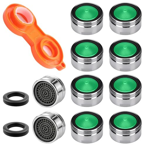 10 Stück Strahlregler M24 Wasserhahn Sieb Mischdüse mit ABS Filter Dichtung Wasserhahn Siebeinsatz Wassersparender für Perlator Küche Bad Inklusive Mischdüsenschlüssel (M24 Außengewinde)