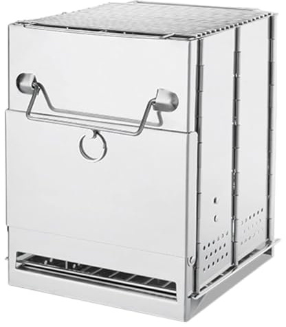 UieoKakeh Outdoor -Holzofen Mini Faltbarer Tragbarer Campingofen Edelstahl Grill BBQ Picknick Angeln