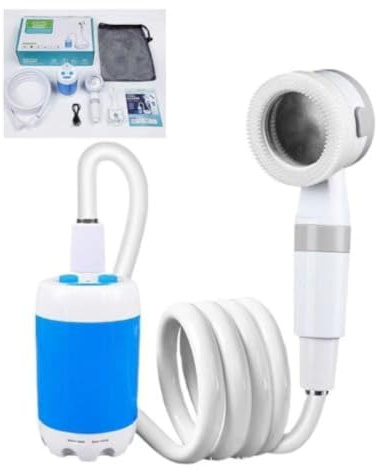 Risveglio Bomba de ducha portátil recargable para camping, cabezal de ducha inalámbrico para exteriores, senderismo, viajes, limpieza de coche, lavado de mascotas, 17 cm, color blanco