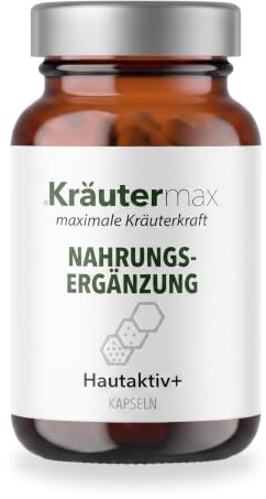 Kräutermax Hautaktiv Kapseln für Haar & Haut mit Calcium, Hyaluronsäure, Coenzym Q10, Zink - Hyaluron Hochdosiert - 60 Stück