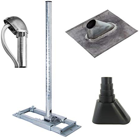 Premium X Deluxe X90-48 Dachsparrenhalter 90cm Satelliten Mast SAT Sparren Dach-Halterung Blei Dach-Abdeckung Manschette schwarz ALU Mastkappe