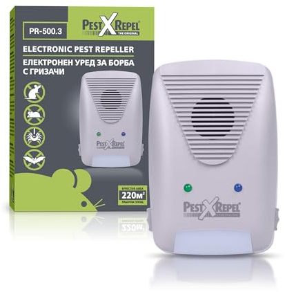 Pest-X-Repel PR-500.3 Ultraschall-und elektromagnetischer Plug-in-Mäuse-und Rattenvertreiber. Häusliche und professionelle Schädlingsbekämpfung gegen Mäuse, Ratten, chemikalienfrei, harmlos für Kinder
