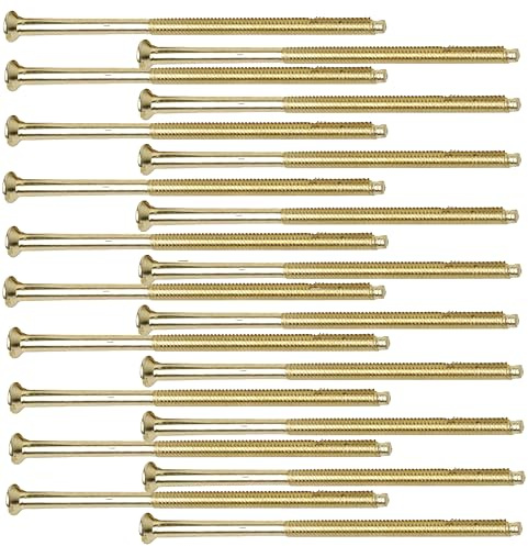 M3.5 x 75mm Long Brass Electrical Socket & Switch Screws, Pack of 20 – Raised Head Slotted Plate Mounting Screw for UK Wall Sockets, Light Switches & Back Boxes (Polished Brass Finish)