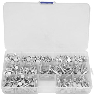 350 Stück M4 Flachkopf-Nieten aus massivem Aluminium Muttern Sortiment Kit Länge 4/6/8/10/12/16/20 mm