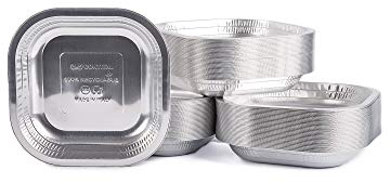 CONTITAL Assiettes jetables creuses en Aluminium, carrées - 100 pièces - Idéales pour les pique-niques, barbecues, fêtes, déjeuners et dîners