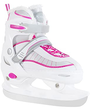 XIUWOUG Verstellbare Schlittschuhe, Eislaufschuhe für Damen,Herren und Kinder Ice Skates Einstellbare 4 Größenbereiche(30 bis 45),Weiß,S(30-33)