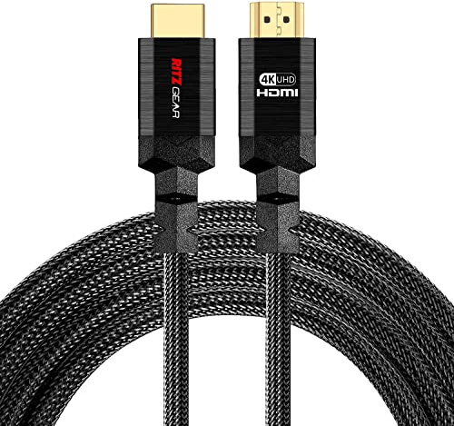 Ritz Gear 4K HDMI 2.0 Cable 8 ft. [10 Pack] 18 Gbps Ultra High Speed Braided Nylon Cord & Gold Connectors - 4K@60Hz/UHD/3D/2160p/1080p/ARC & Ethernet. Compatible with UHD TV/Monitor/PC/PS5/Xbox