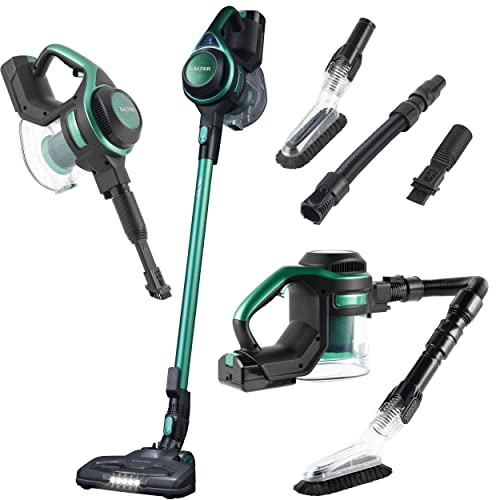 Salter SAL0046 Cordless Vacuum Cleaner - 22.2V Flexi Plus+ 2 In 1 Multi Surface Cleaner, Converts For Handheld Use, Includes Flexible Hose, 1.2L, 40 Minute Run Time, LED Motorised Floor Brush, Green
