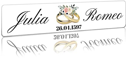 Hochzeitskennzeichen Kennzeichen Aufkleber Hochzeitsauto mit Datum + Namen Brautpaar Wunschname Hochzeit Auto Deko Schild selbst gestalten (01 Goldene Ringe, Selbstklebende Folie)