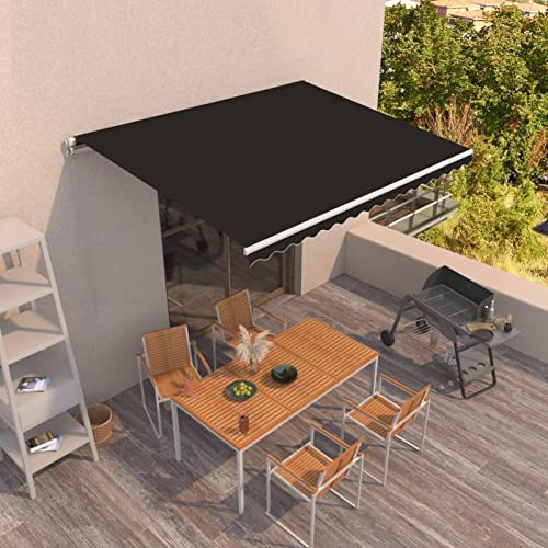 Yolola Gelenkarmmarkise Einziehbar Versenkbaren Markise Markise Aluminium Balkonmarkise Sonnenschutz Sonnenmarkise Terrassenmarkise Outdoor-Markise Markise Für Balkon 400 x 350 cm Anthrazit