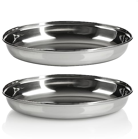com-four® Cuenco ovalado 4x - Fuentes de metal para servir mezze o antipasti - Cuencos como almacenamiento - Cuenco decorativo brillante para presentar frutas y aperitivos (2x26cm)