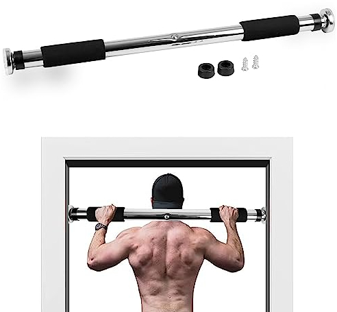ZENO Pull Up Bar | Pull Up Bar Doorway 72-102CM | Door Pull Up Bars for Push Ups, Chin Ups, Press Ups, Stretching | Heavy Duty & Adjustable | Easy To Install | Soft Comfortable Grip | Black/Orange
