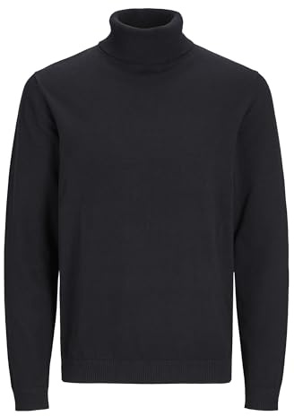 JACK & JONES Jersey de Cuello Alto para Hombre, Color Liso, Negro, XS
