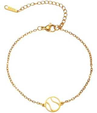 TEAMER Edelstahl-Armband mit zartem Tennis-Anhänger, weibliche Tennisspieler-Halskette, Ohrring, trendiger Sportball-Schmuck für Tennisliebhaber