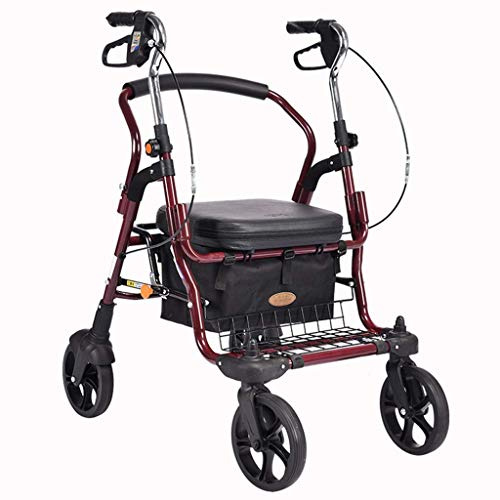 Klappbarer Rollator aus Aluminium mit Rädern, faltbar, leicht, verstellbar, mit Rückenlehne, Gehgestell für ältere Menschen, Mobilitätshilfe, Gehhilfe