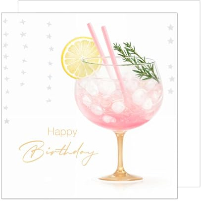 Edition Seidel Premium quadratische Geburtstagskarte mit Umschlag. Glückwunschkarte Happy Birthday Billet Karte für Mann Frau Freundin Freunde rosa Drink (GQ283 SW024)