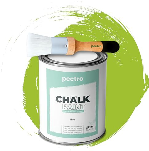 PECTRO Chalk Paint for Furniture 750ml + special Wood Brush Pack - Furniture Paint without sanding - Wood Piant - Effect Chalk Colors (Lime)