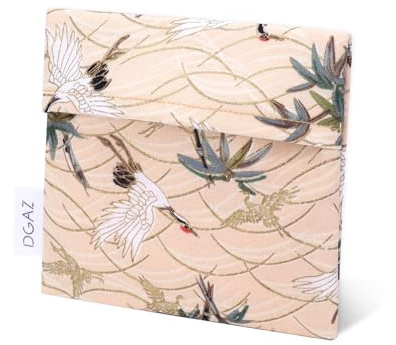 DGAZ Periodentasche Damen, Mini Kosmetiktasche, Fairy Crane | Bedruckter Baumwollstoff, Satin Innenfutter, Kompaktes Design