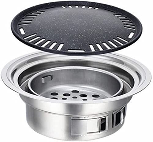 CTCOIJRN Parrilla de Gas de Acero Inoxidable, Parrilla de carbón for Barbacoa, Parrillas de Barbacoa Redondas antiadherentes, Parrilla de carbón portátil for Acampar al Aire Libre