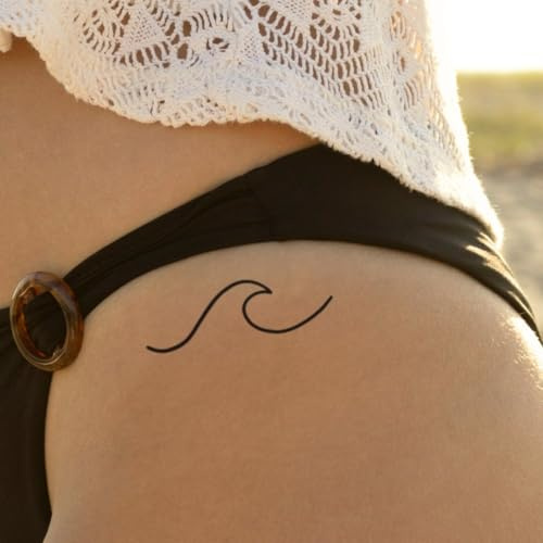 Faux Tatouage VAGUE - Temporalis® | Tatouage Ephemere Femme et Homme – Cosmétique Certifié UE, Encre Vegan & Waterproof – Dure 1 à 2 semaines [ Tattoo Vague minimaliste ]
