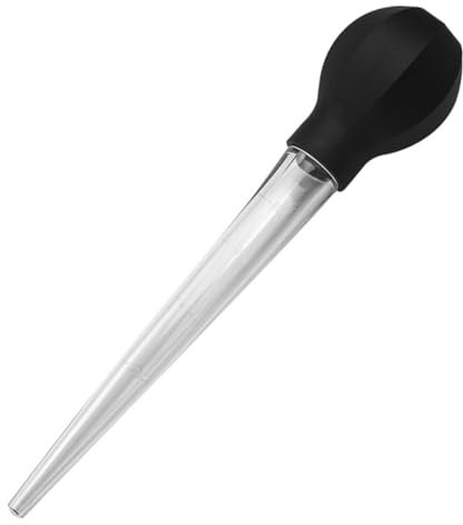 BESPORTBLE Silicone Turkey Baster and Meat Injector Pump with Black Octagonal Head, Kitchen BBQ Sauce Marinade Tool for Roasting and Grilling, Food-Grade Plastic Basting for Cooking
