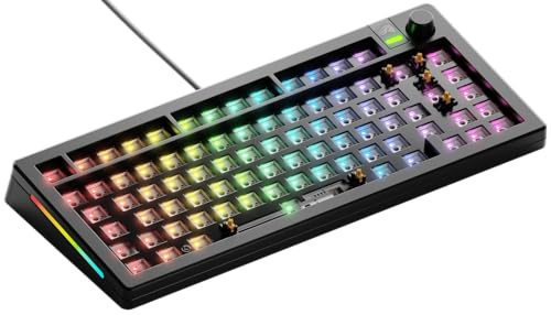Glorious Gaming GMMK 3 Barebones: tangentbordssats med vred, 75% mekaniskt tangentbord, modulärt packningssystem, utbytbara MX 5-stift, ljuddämpande skum, aluminiumplatta, ISO/EU - Svart